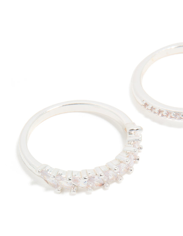 Silver Plated Cubic Zirconia Stacking Rings 2-Pack
