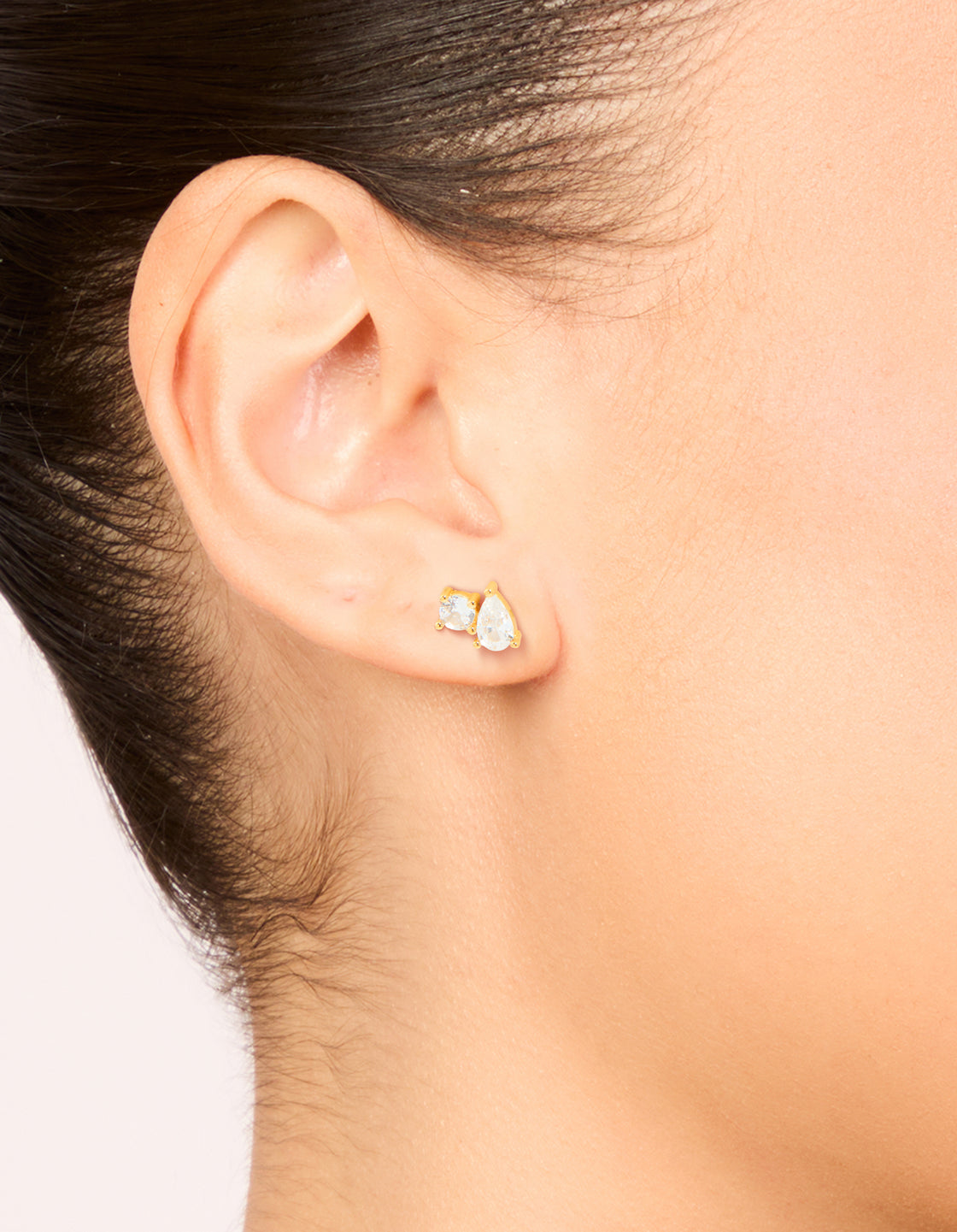 Gold Plated Sterling Silver Cubic Zirconia Cluster Stud Earrings
