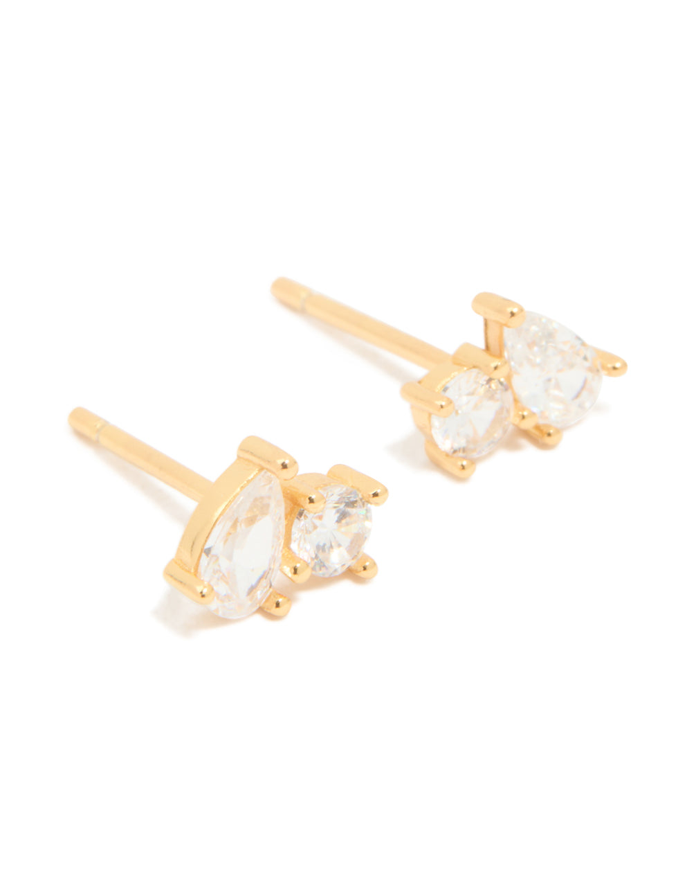 Gold Plated Sterling Silver Cubic Zirconia Cluster Stud Earrings