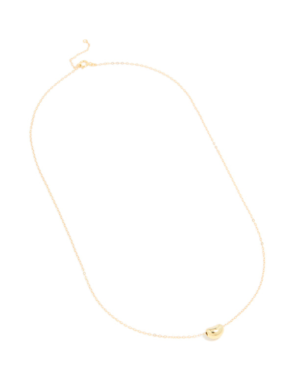 Gold Plated Sterling Silver Bean Pendant Necklace