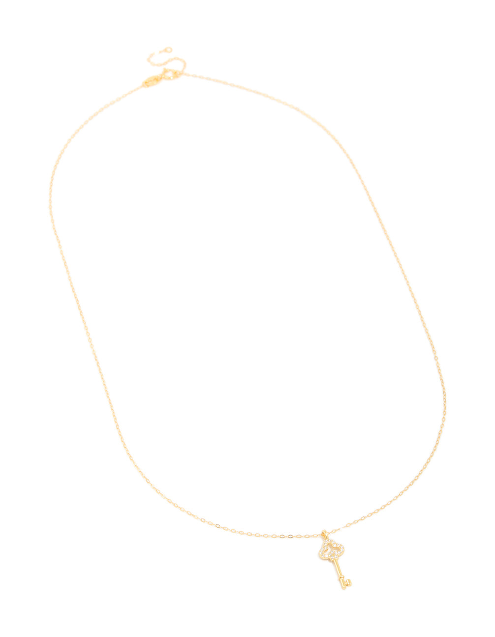 Gold Plated Sterling Silver Cubic Zirconia Key Necklace
