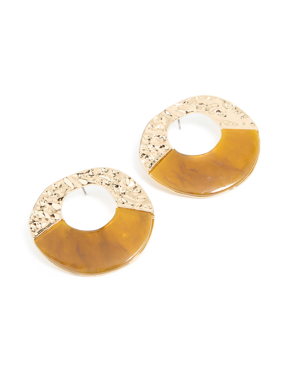Gold & Orange Acrylic Textured Rounded Drop Earrings