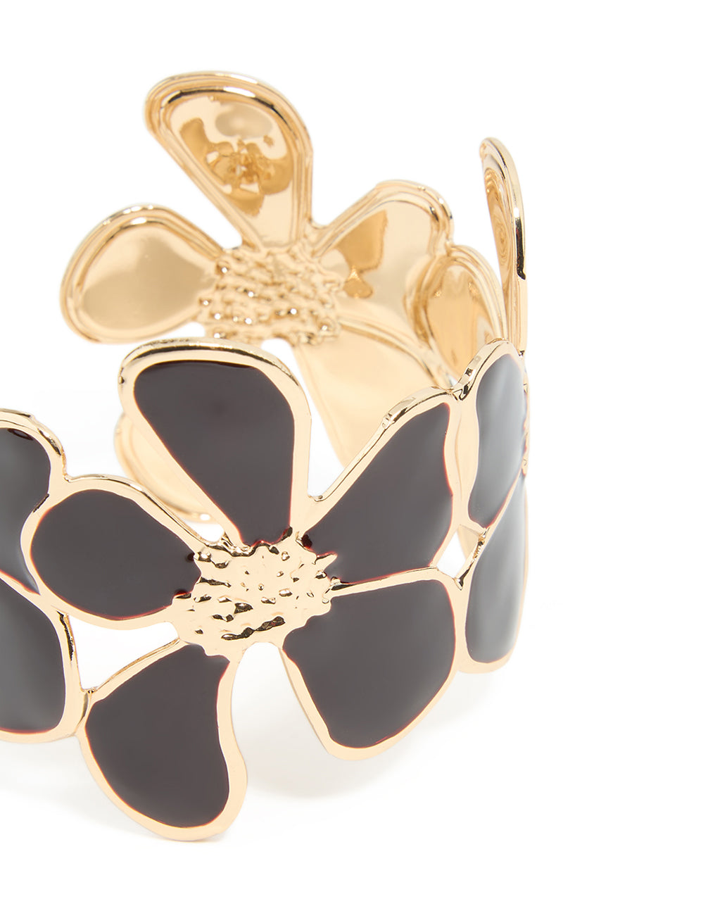 Gold Black Multi Floral Wrist Cuff