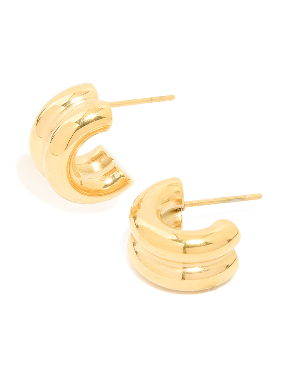 Waterproof Gold Plated Stainless Steel Chunky Flat Hoop Earrings