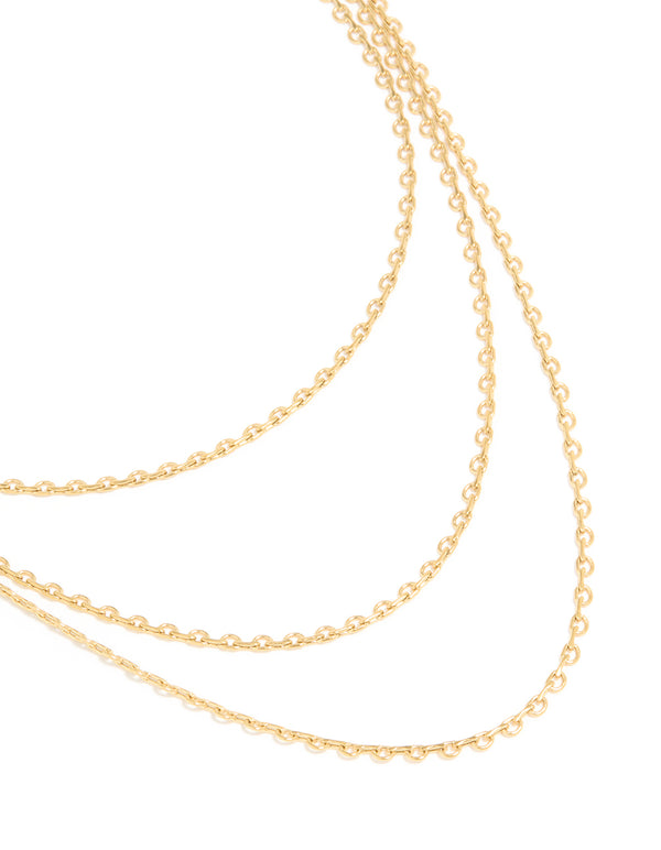 Waterproof Gold Plated Stainless Steel Delicate Layered Chain Necklace