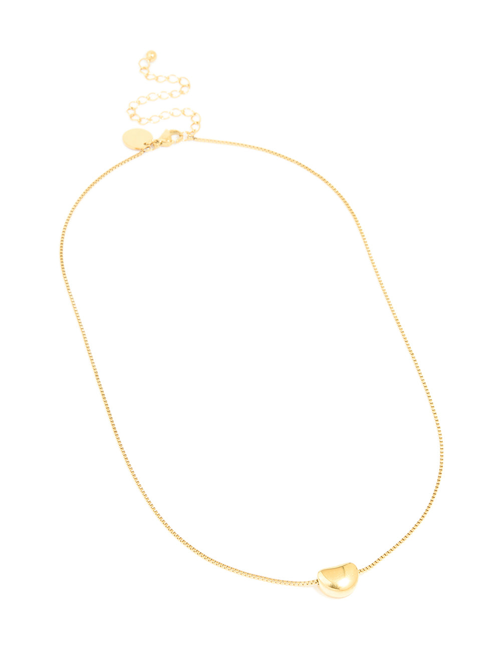Waterproof Gold Plated Stainless Steel Small Bean Pendant Necklace