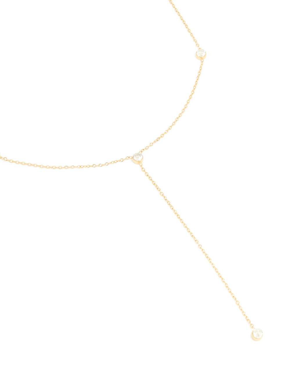 Waterproof Gold Plated Stainless Steel Cubic Zirconia Y-Necklace