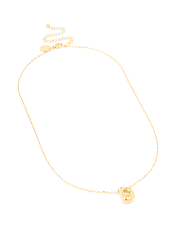 Waterproof Gold Plated Stainless Steel Large Bubble Letter D Necklace