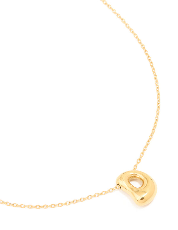 Waterproof Gold Plated Stainless Steel Large Bubble Letter D Necklace