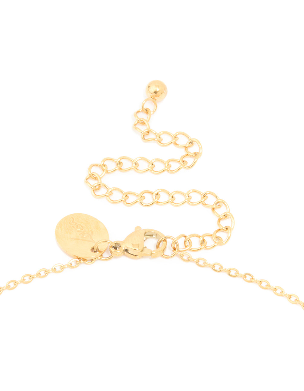 Explore the bubble letter F initial pendant necklace with waterproof gold plated stainless steel dainty style clasp detail view