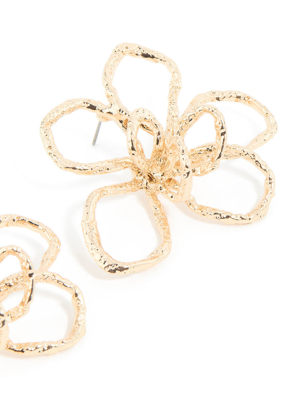 Gold Deconstructed Flower Stud Earrings