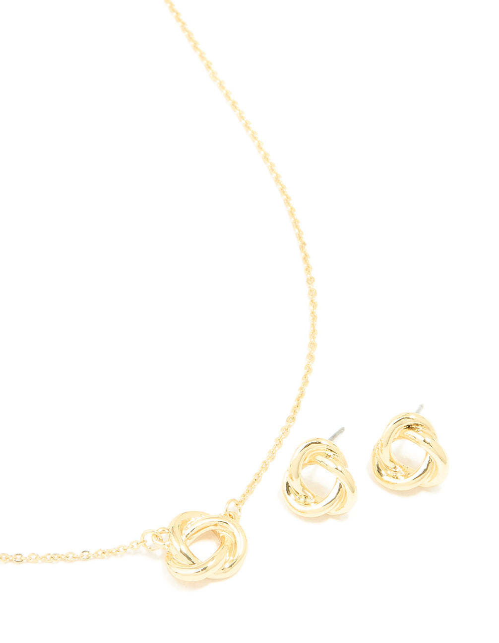 Gold Plated Knotted Necklace & Knotted Earrings Set
