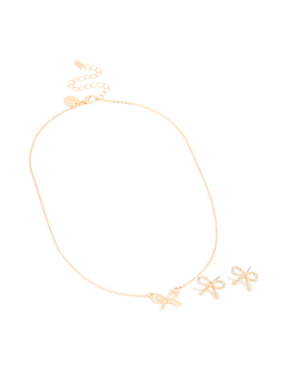 Gold Bow Necklace & Earrings Set