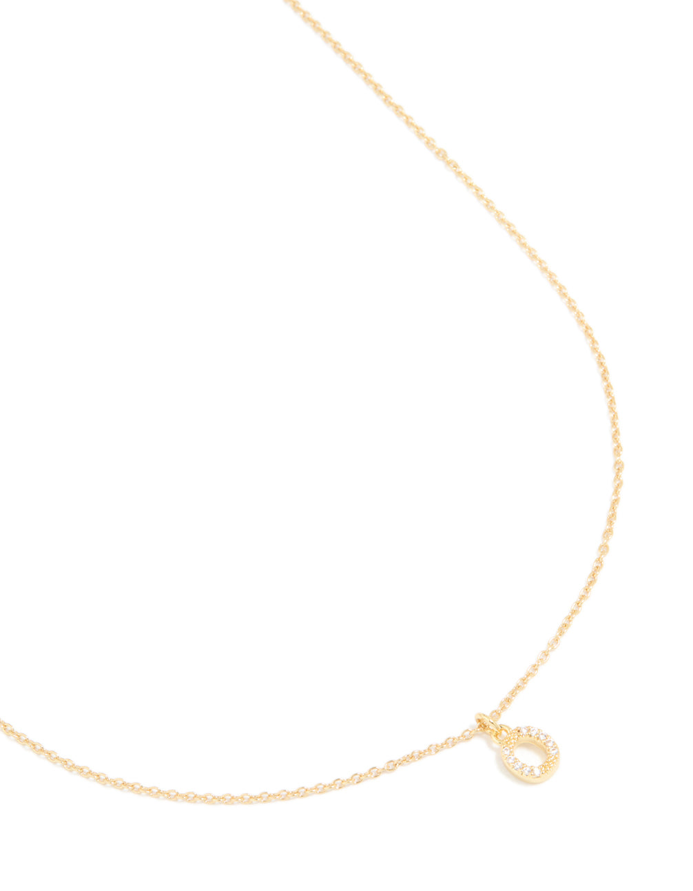 Gold Plated Brass Cubic Zirconia Letter O Necklace