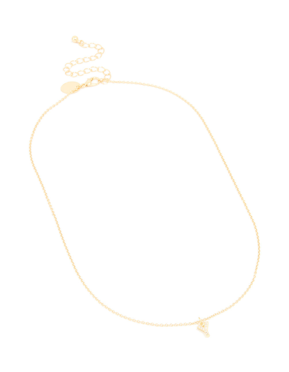 Gold Plated Brass Cubic Zirconia Letter Y Necklace