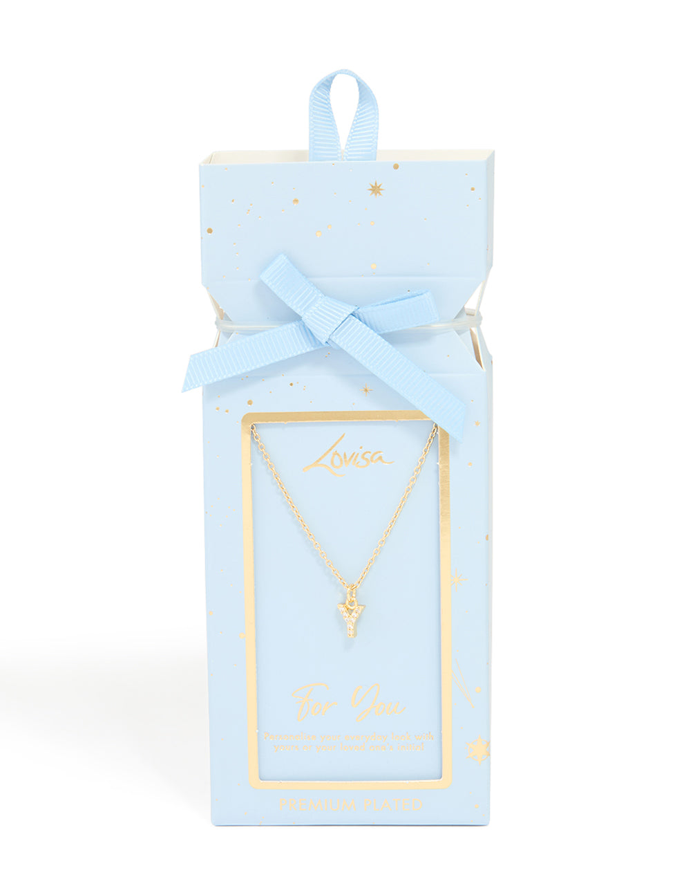 Gold Plated Brass Cubic Zirconia Letter Y Necklace