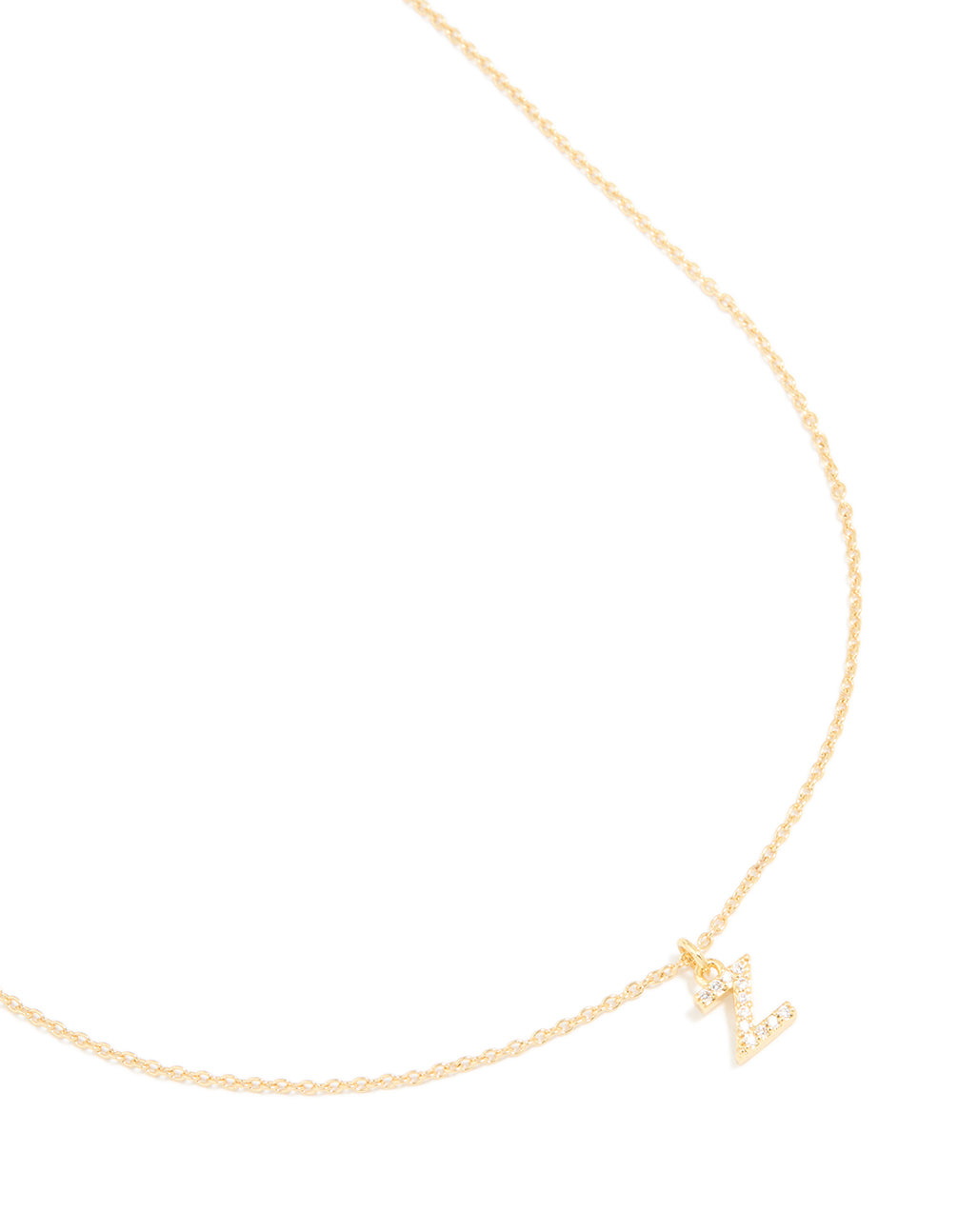 Gold Plated Brass Cubic Zirconia Letter Z Necklace