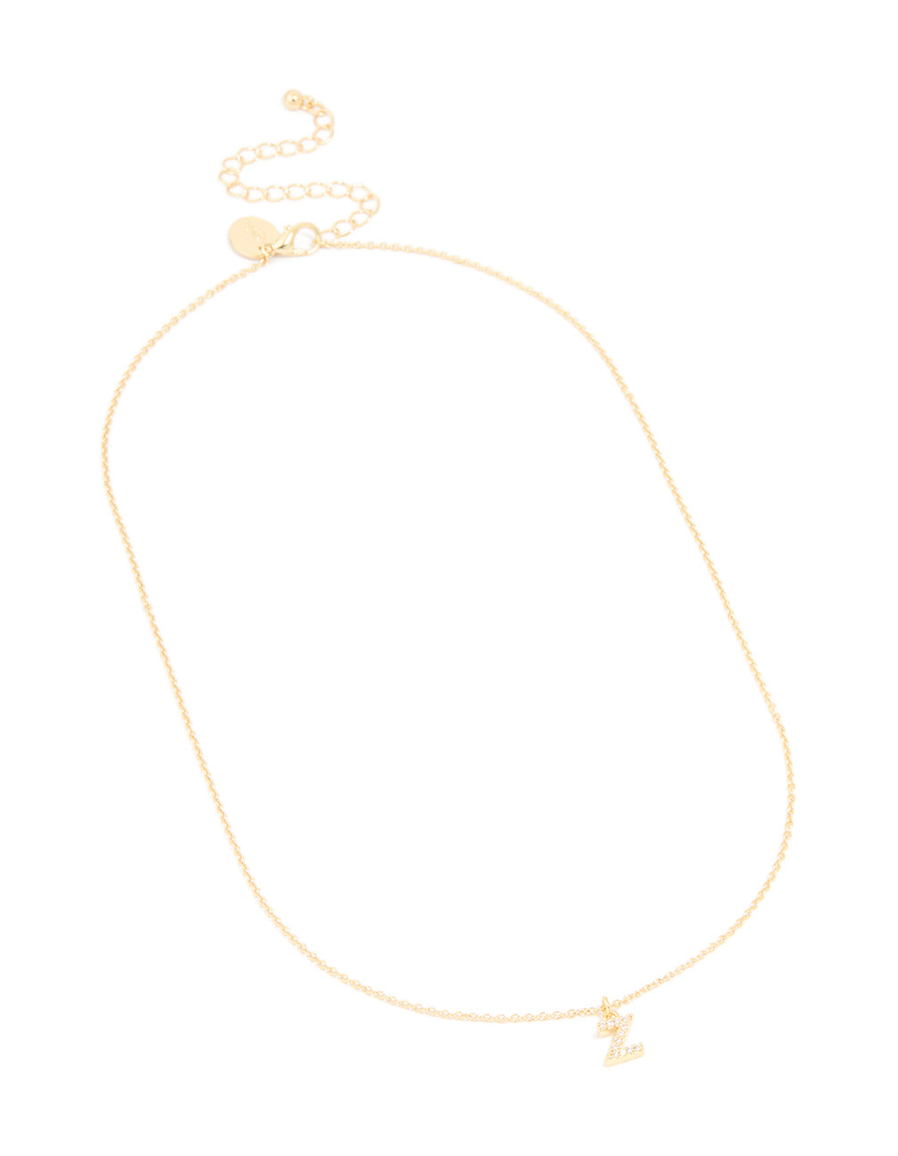 Gold Plated Brass Cubic Zirconia Letter Z Necklace