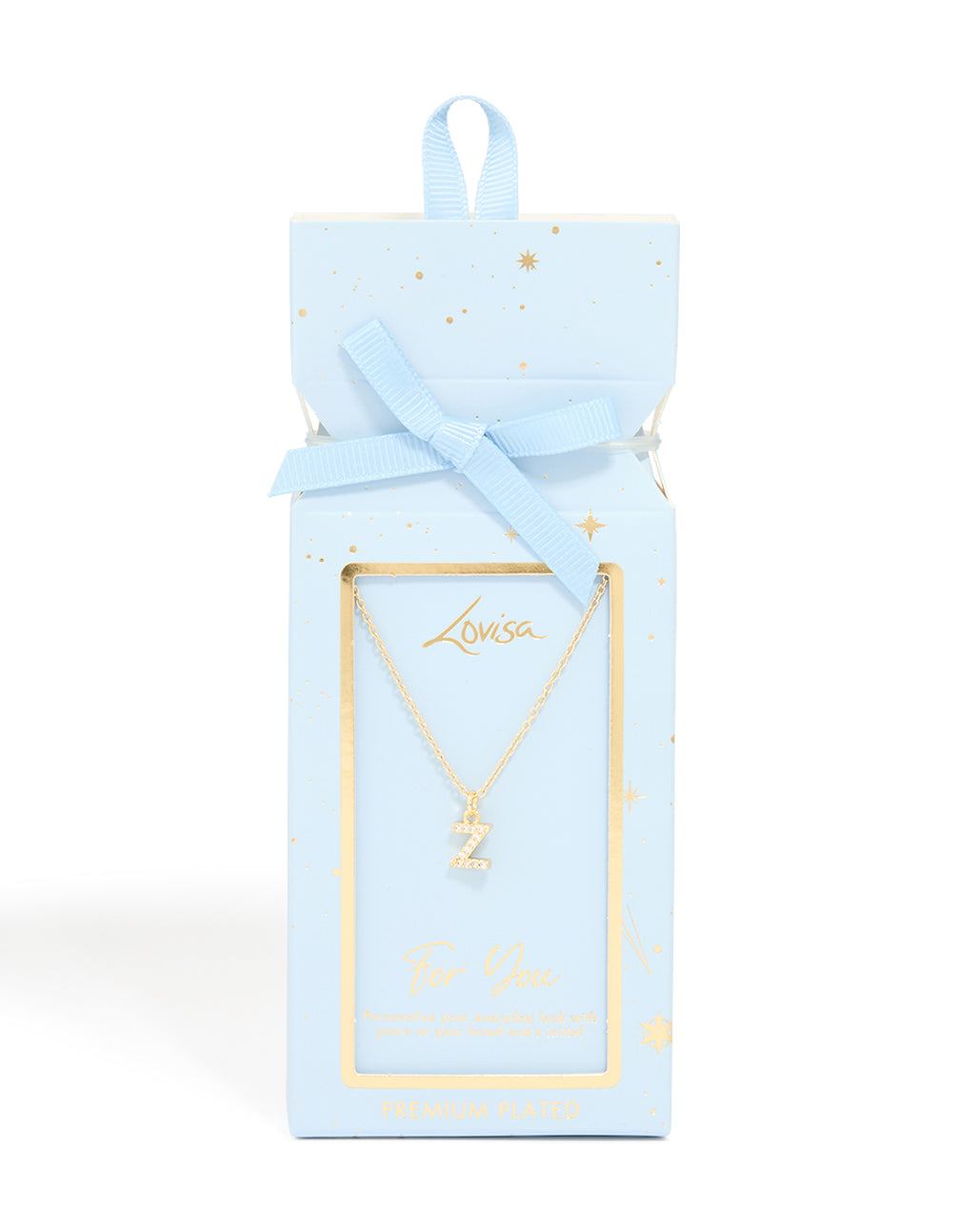 Gold Plated Brass Cubic Zirconia Letter Z Necklace