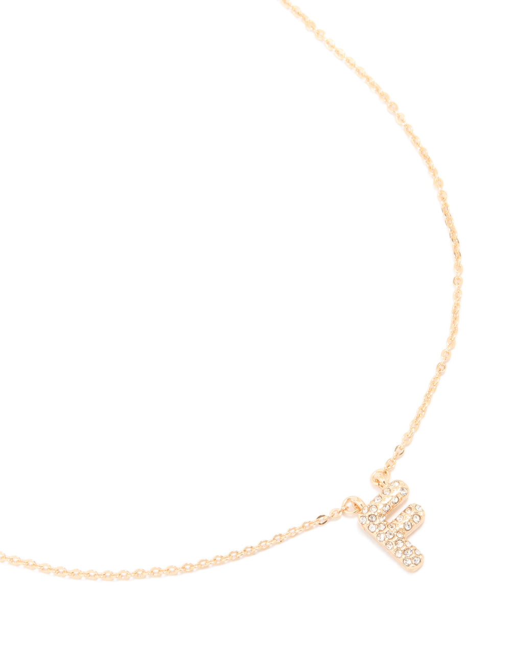 Kids Gold Cubic Zirconia Letter F Necklace