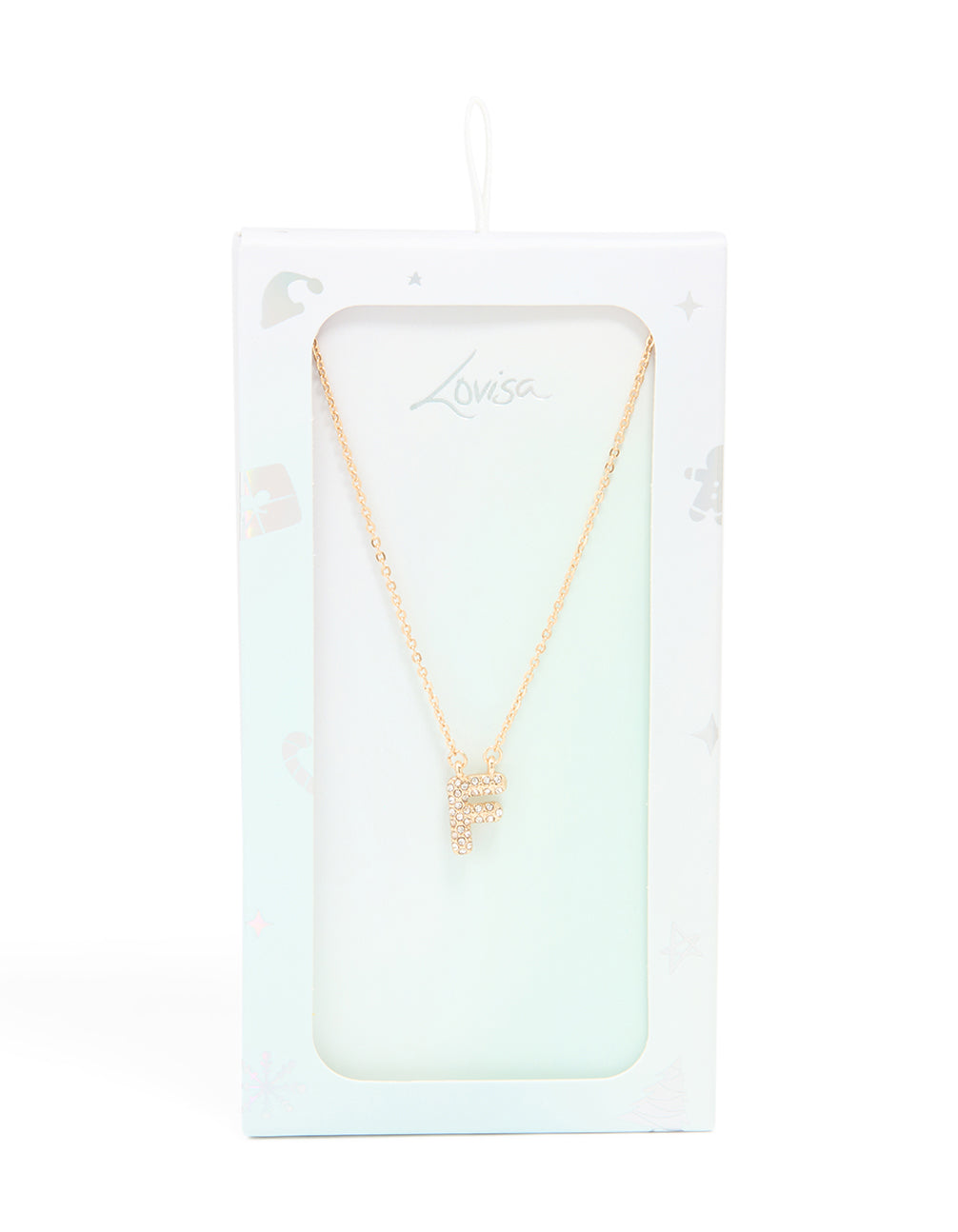 Kids Gold Cubic Zirconia Letter F Necklace
