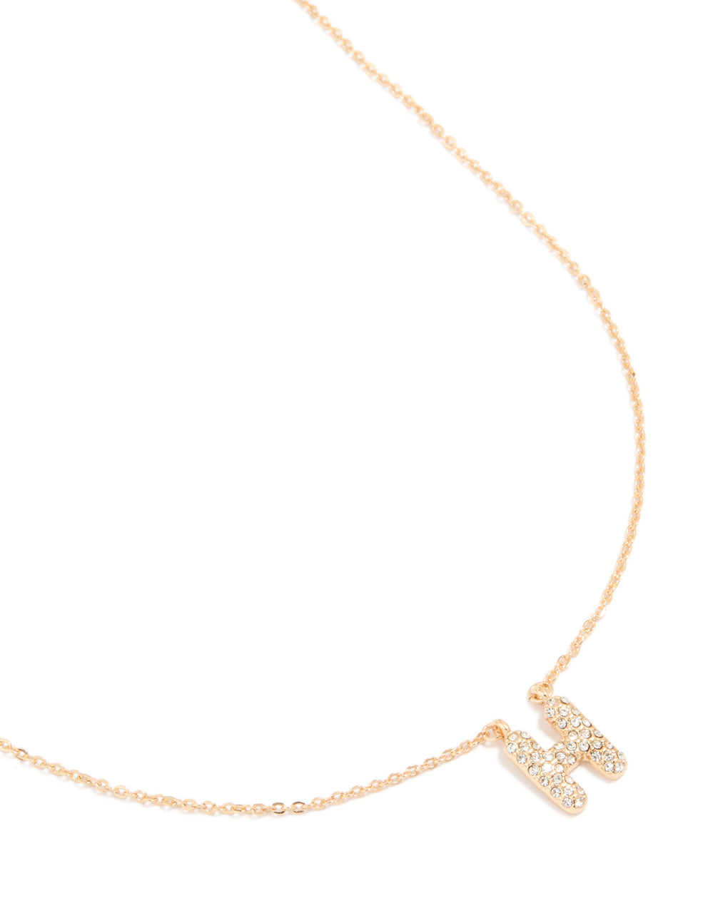 Kids Gold Cubic Zirconia Letter H Necklace