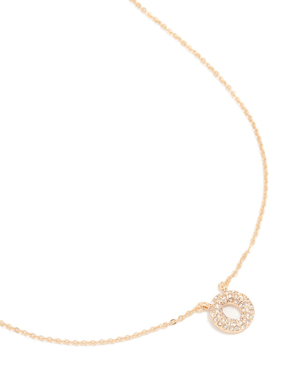Kids Gold Cubic Zirconia Letter O Necklace