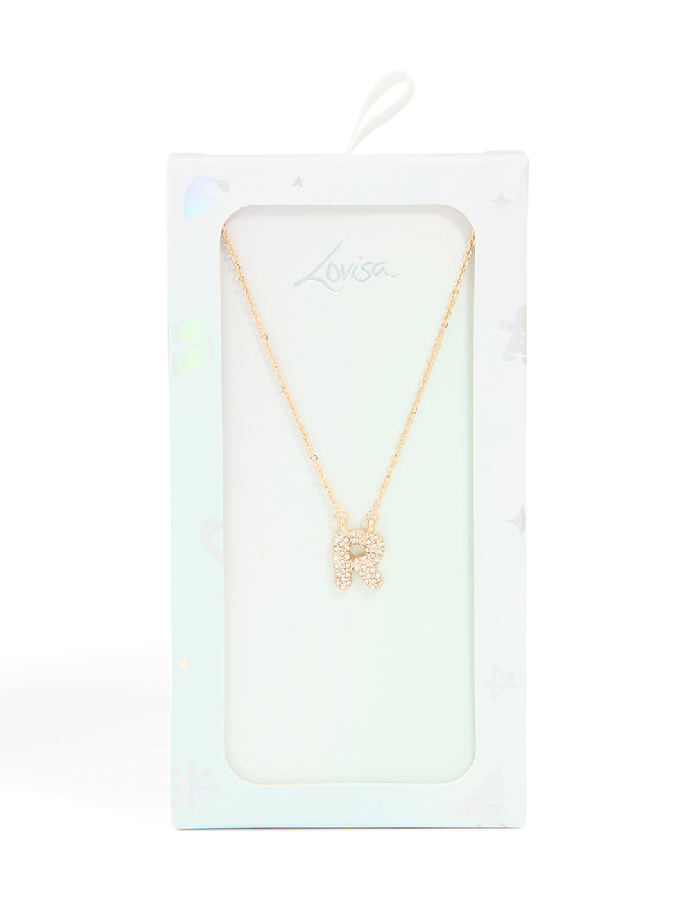 Kids Gold Cubic Zirconia Letter R Necklace