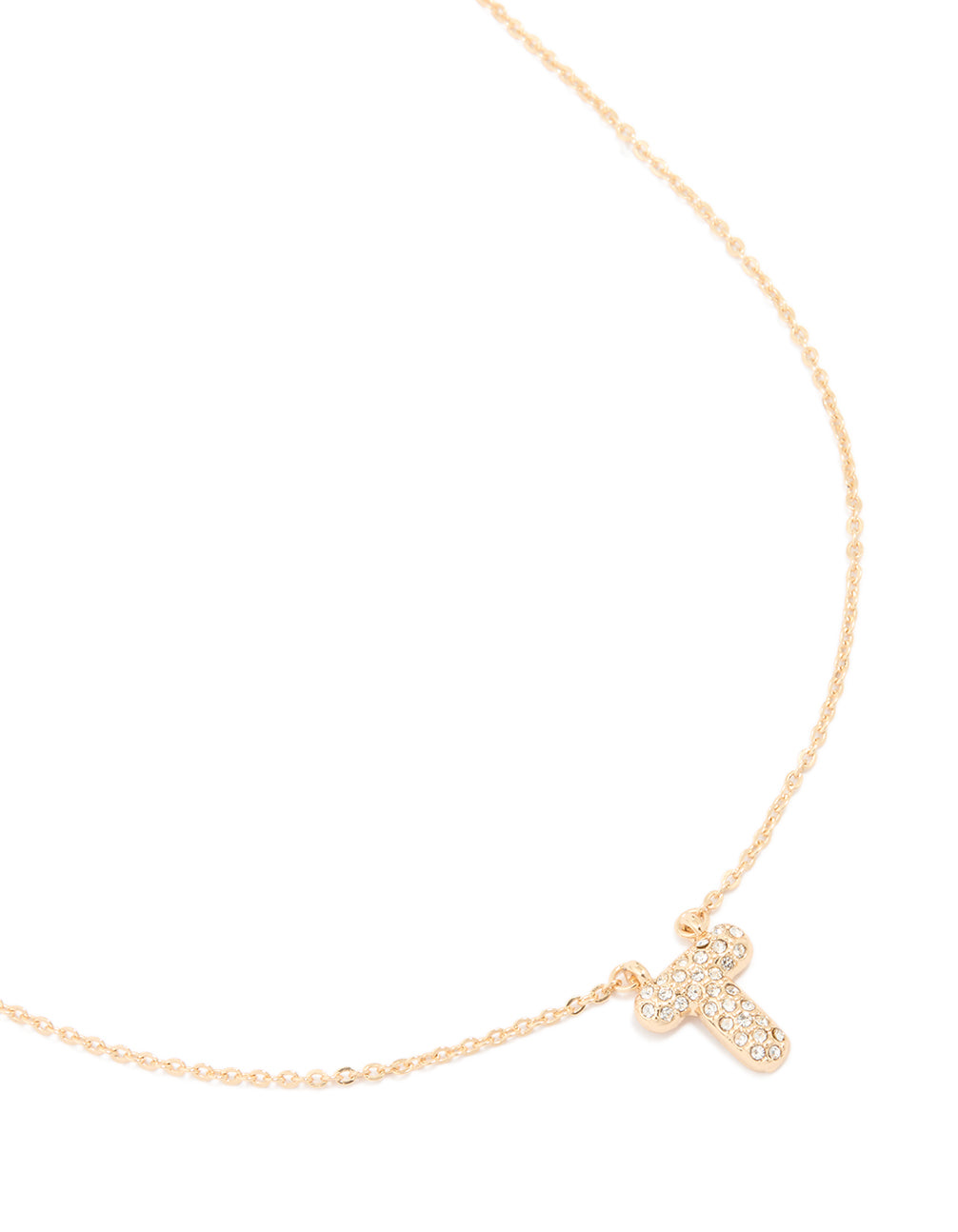 Kids Gold Cubic Zirconia Letter T Necklace