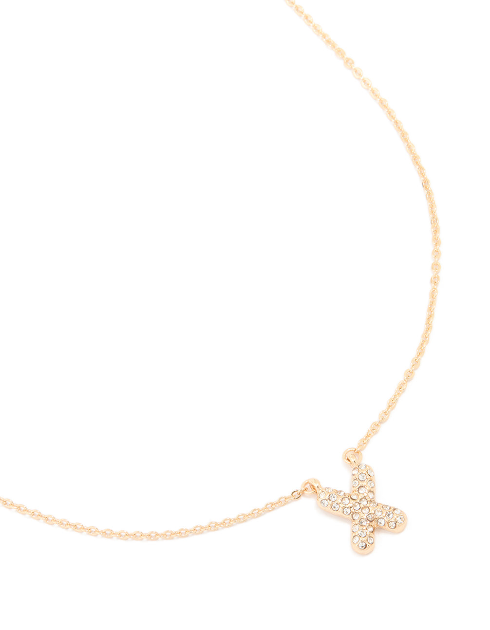 Kids Gold Cubic Zirconia Letter X Necklace