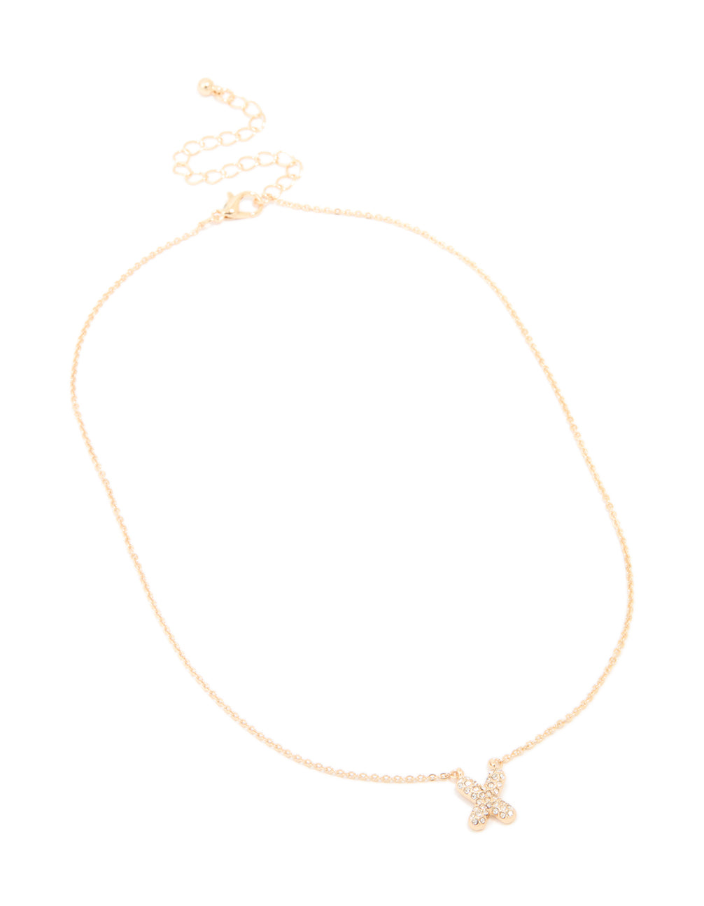 Kids Gold Cubic Zirconia Letter X Necklace