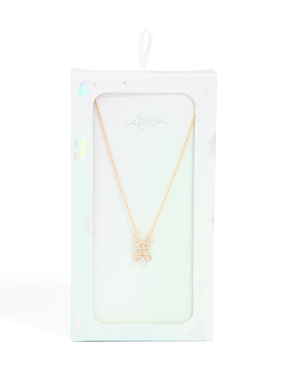 Kids Gold Cubic Zirconia Letter X Necklace