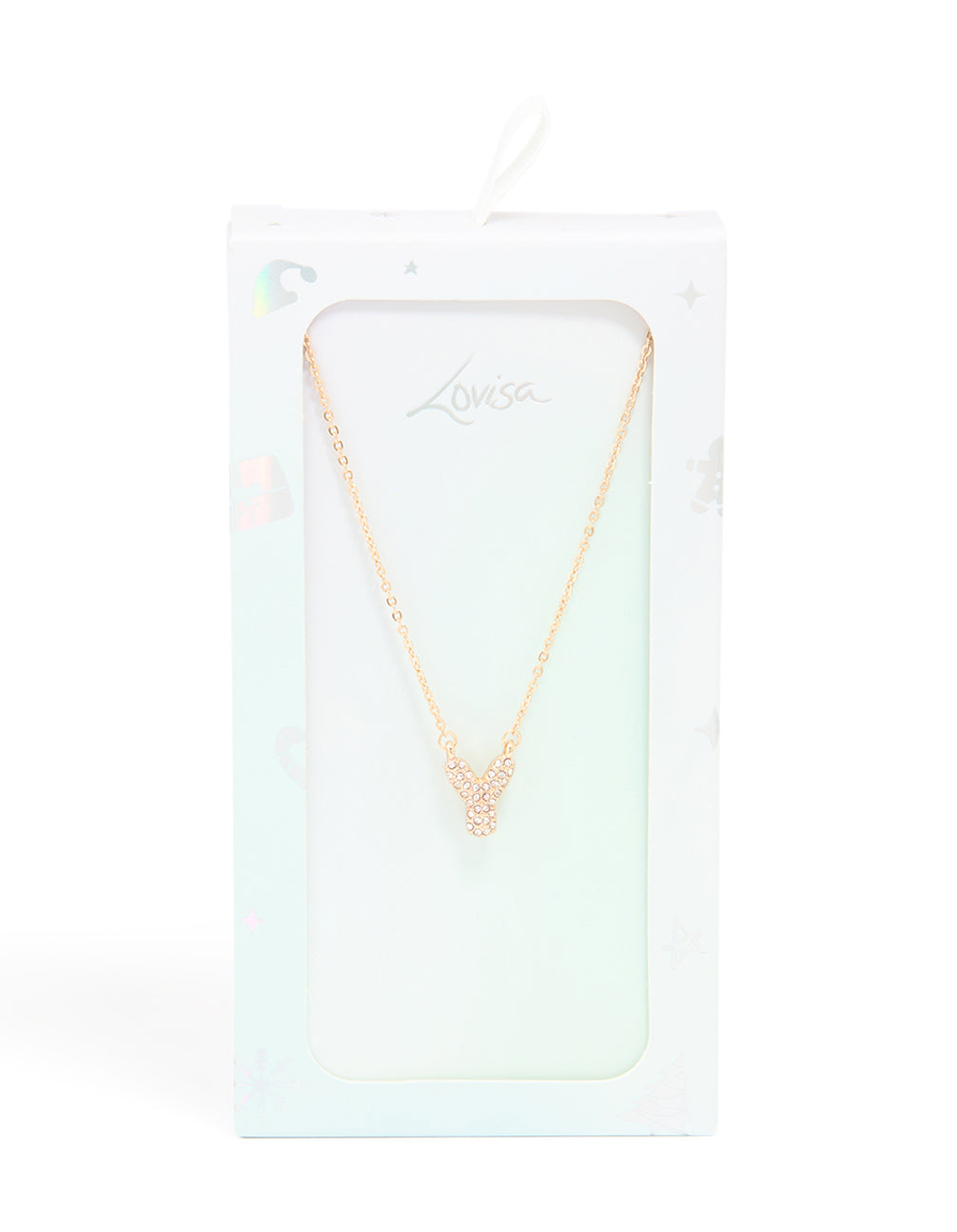 Kids Gold Cubic Zirconia Letter Y Necklace