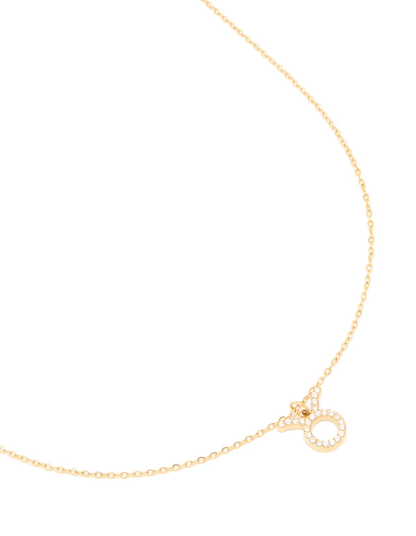 Waterproof Gold Plated Stainless Steel Cubic Zirconia Taurus Zodiac Sign Necklace