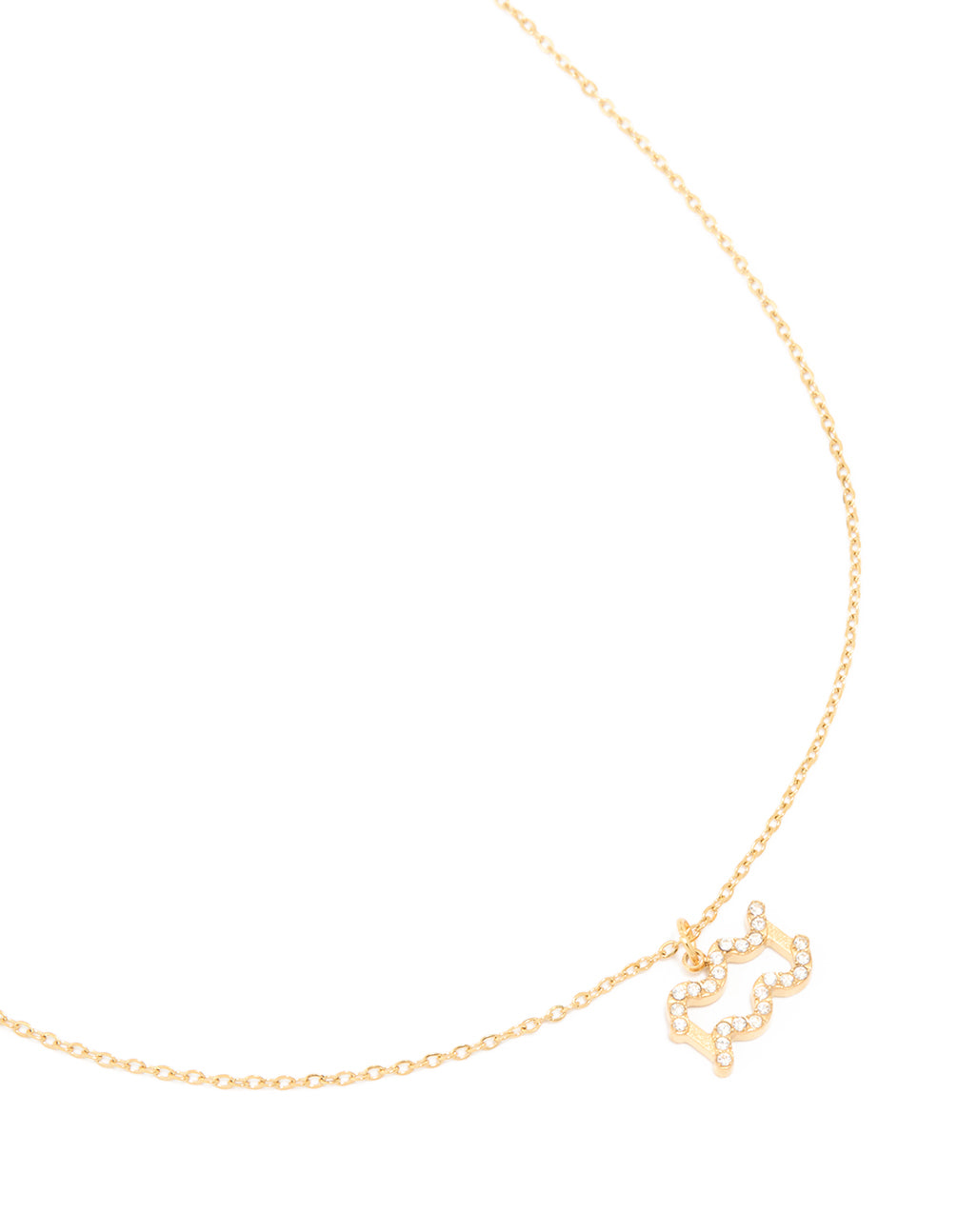 Waterproof Gold Plated Stainless Steel Cubic Zirconia Aquarius Zodiac Sign Necklace
