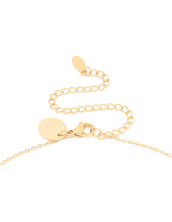 Waterproof Gold Plated Stainless Steel Cubic Zirconia Libra Zodiac Sign Necklace