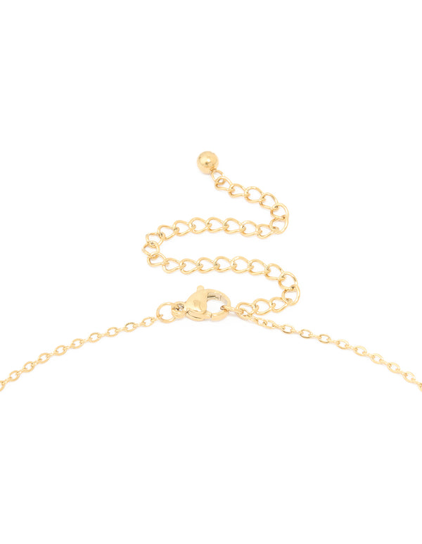 Highlighting the waterproof mini bubble letter B initial pendant necklace in gold plated stainless steel clasp detail view