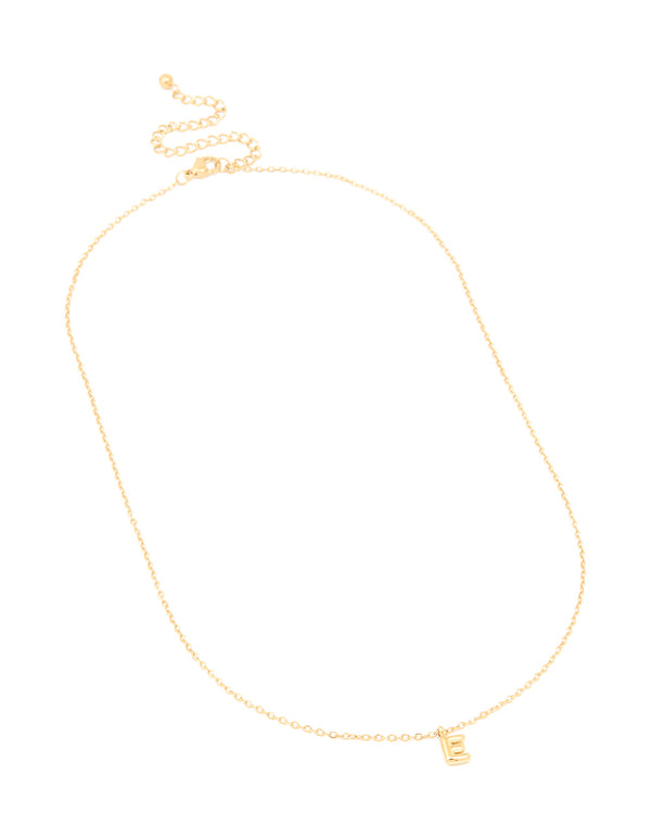 Waterproof Gold Plated Stainless Steel Mini Bubble Letter E Necklace