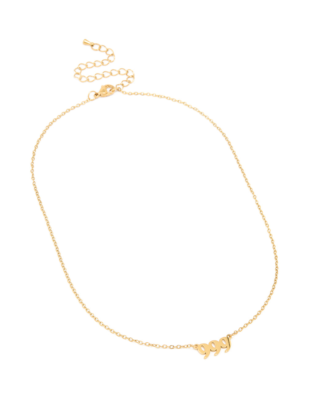 Waterproof Gold Plated Stainless Steel Angel Number 999 Necklace