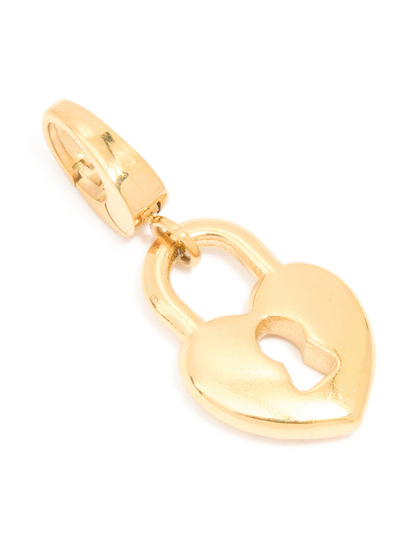 Waterproof Gold Plated Stainless Steel Heart Lock Charm