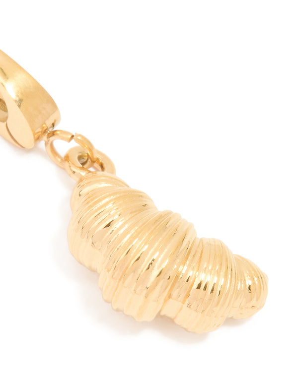 Waterproof Gold Plated Stainless Steel Croissant Charm