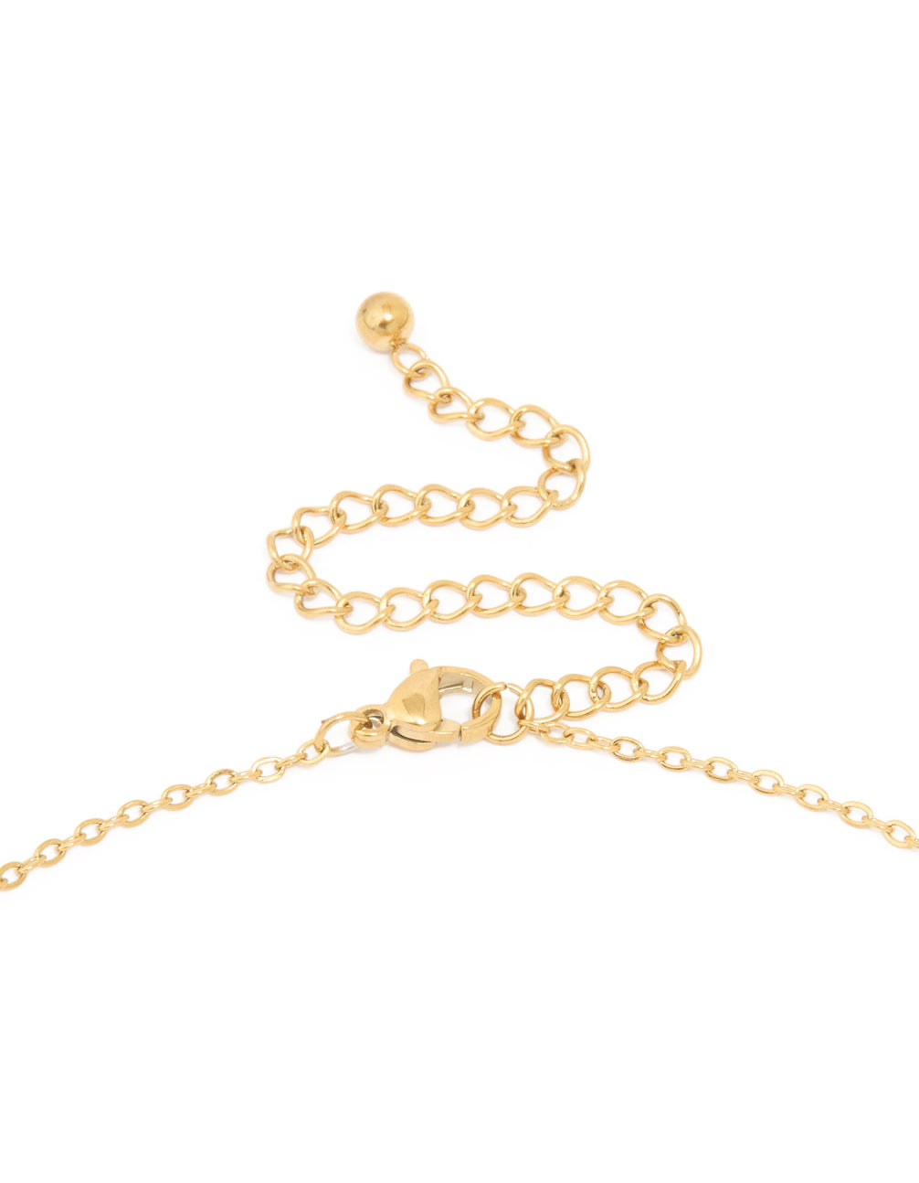 Explore the waterproof mini bubble letter K necklace in gold plated stainless steel with initial pendant clasp detail view