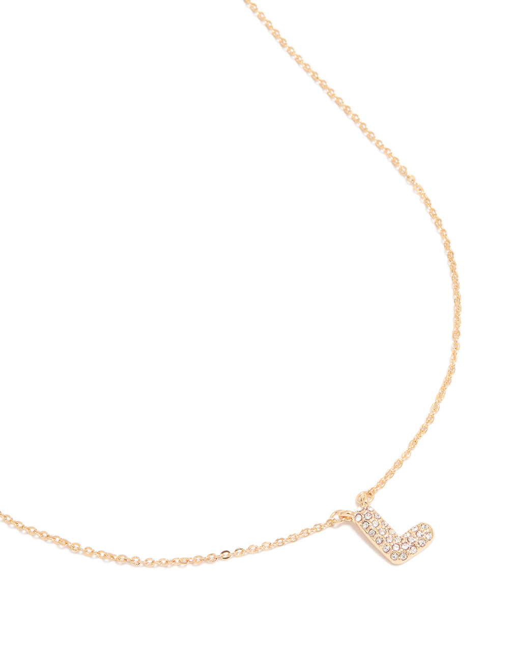 Kids Gold Cubic Zirconia Letter L Necklace