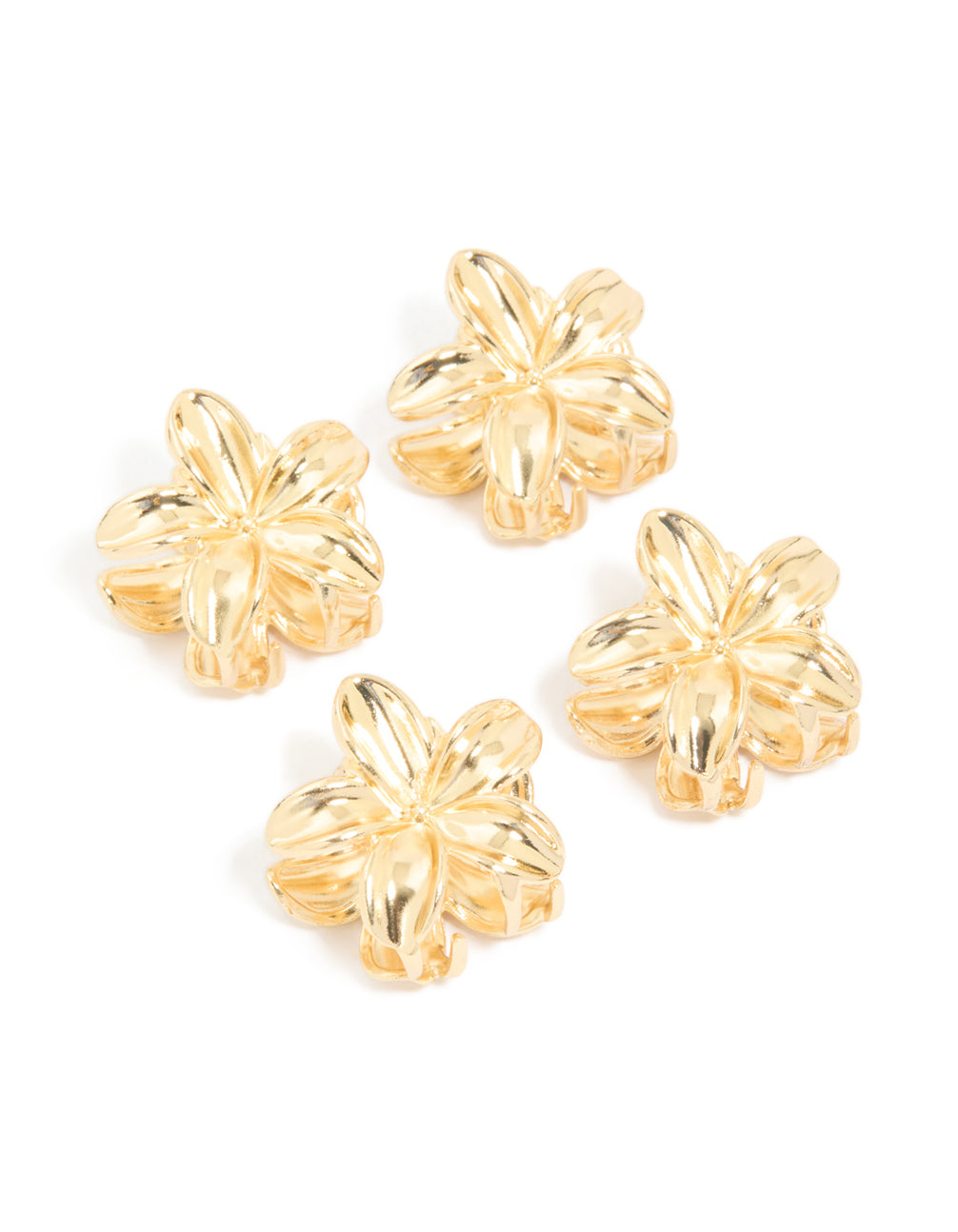 Gold Mini Frangipani Flower Claw Clips 4-Pack