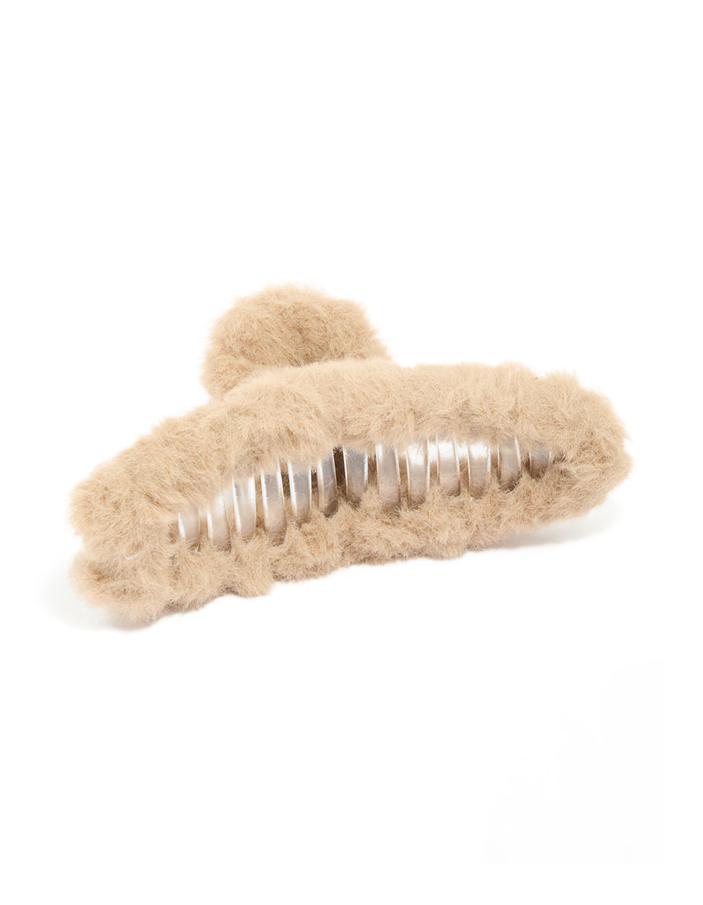Brown Faux Fur Fabric Claw Clip