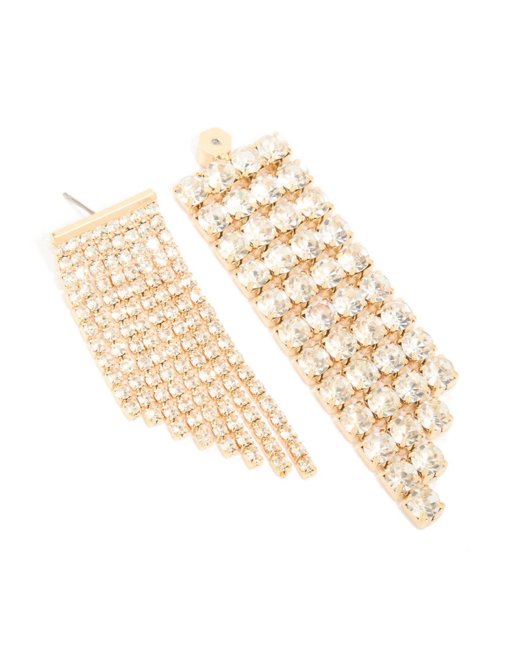 Gold Diamante Cupchain Drop Earrings