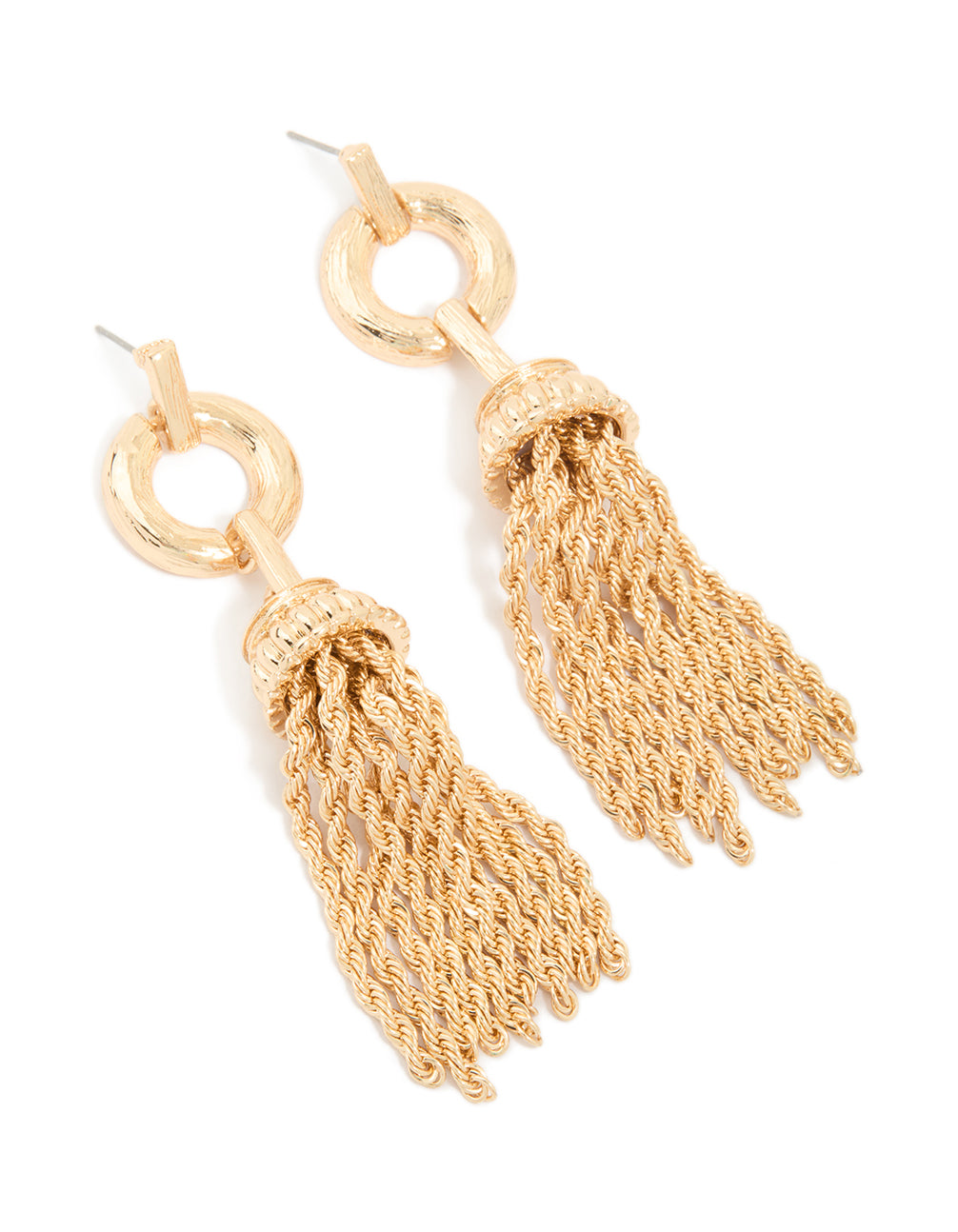 Gold Tassel Drop Earrings