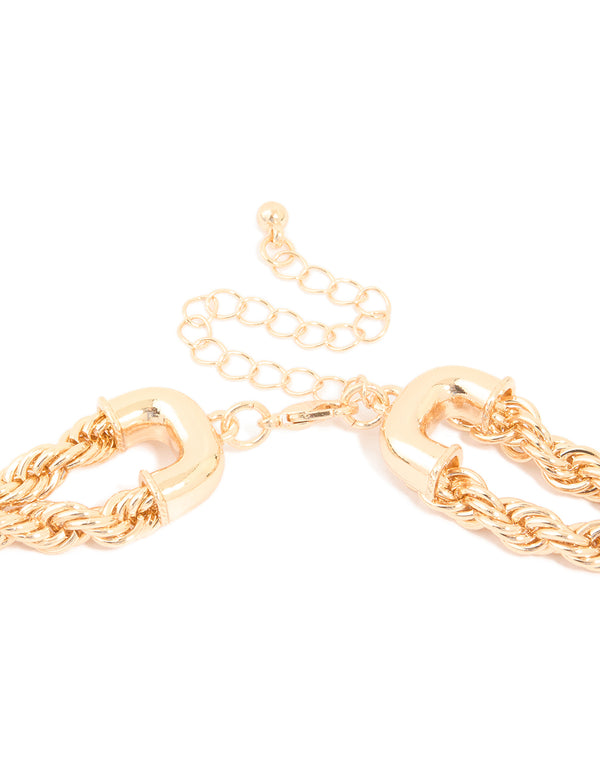 Gold Twisted Chain Layered Necklace