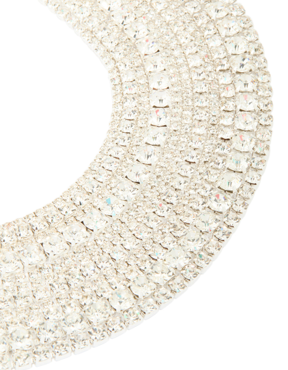 Silver Diamante Cup Chain Layered Choker Necklace