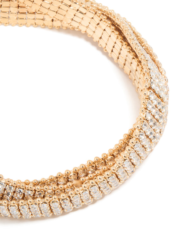 Gold Diamante Dainty Choker Necklace
